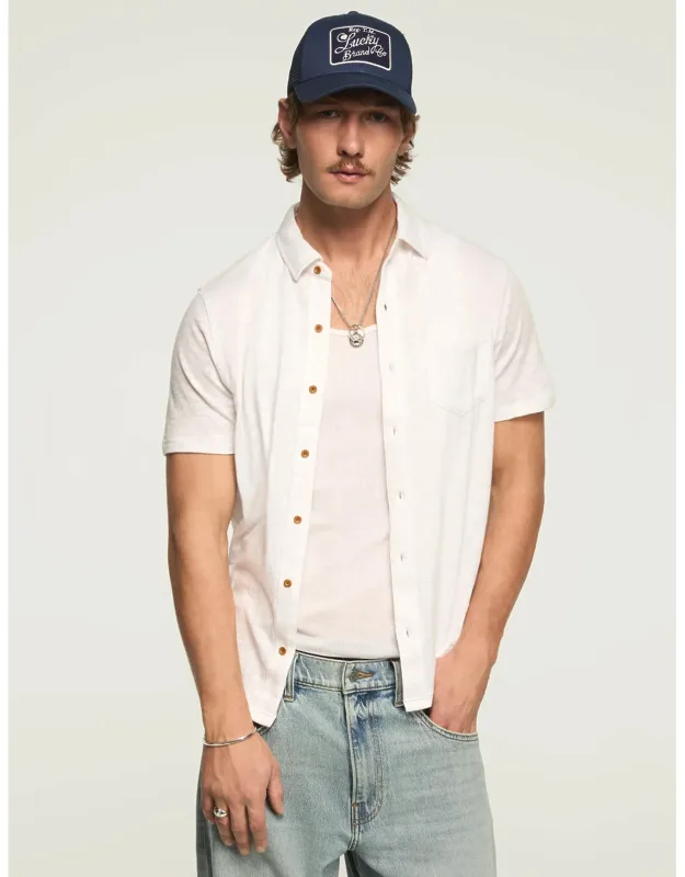 Linen Knit Button Up Shirt