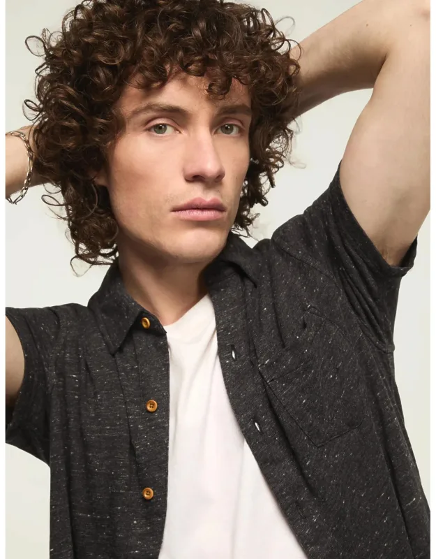 Linen Knit Button Up Shirt