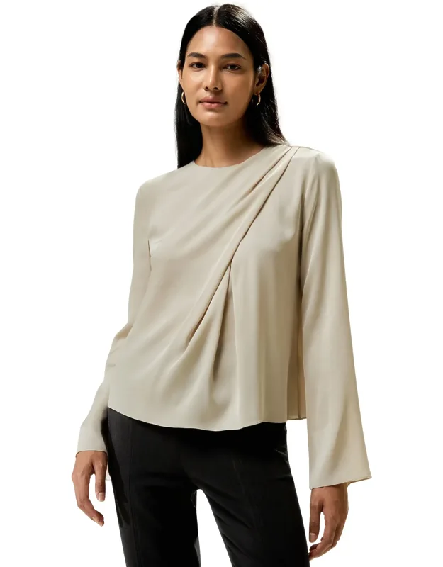 Asymmetrical Flounce Silk Blouse