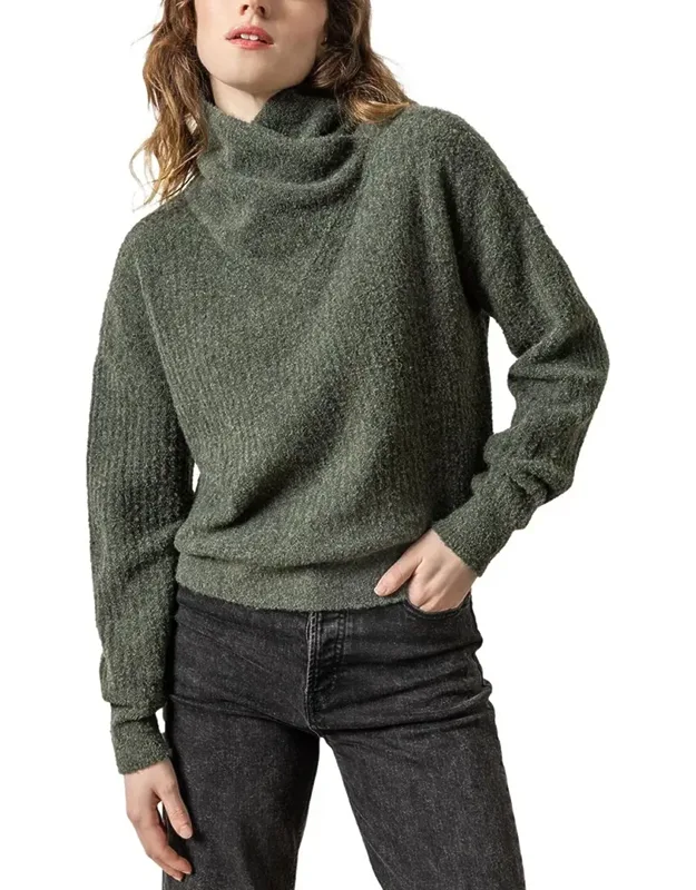 Ribbed Wrap Collar Wool-blend Sweater