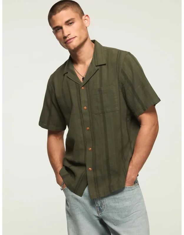 Linen Knit Button Up Shirt