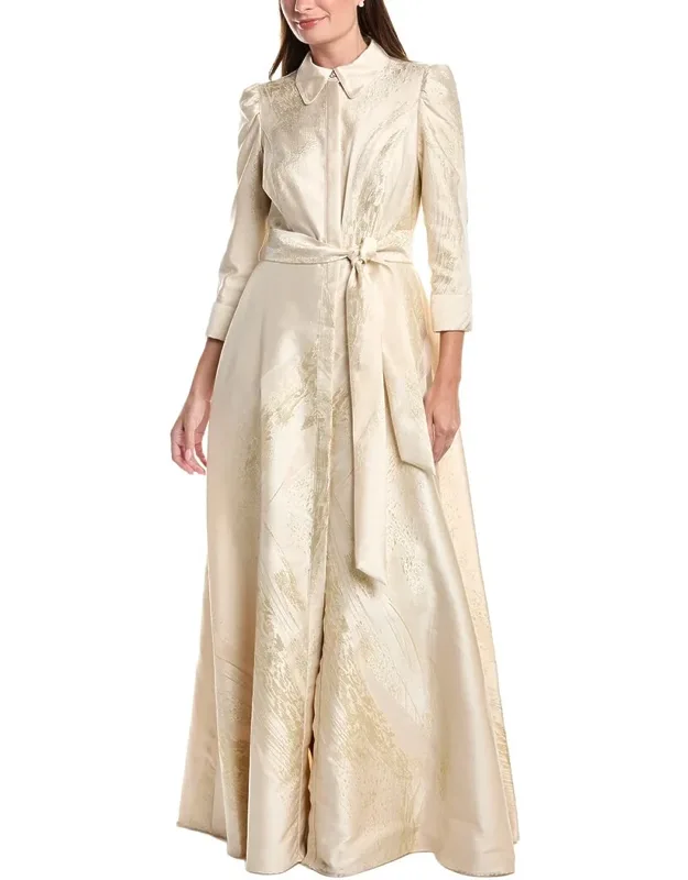Metallic Jacquard Shirt Gown