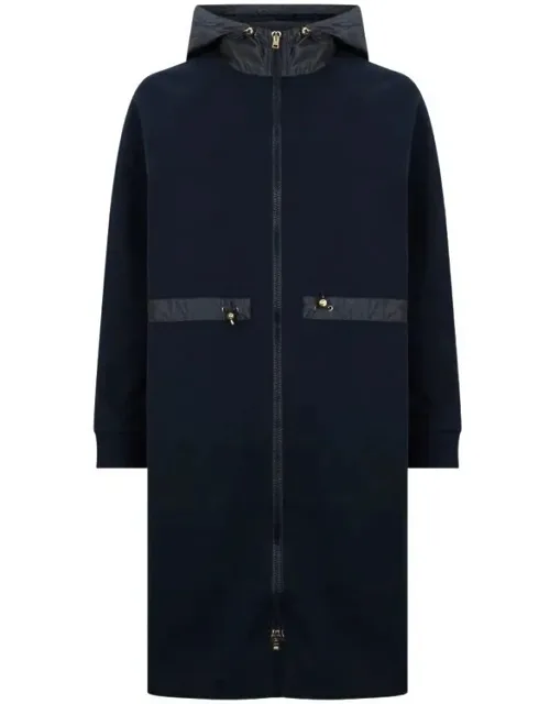 Herno Cotton Coat With Drawstring Hood And Zip Fastening
