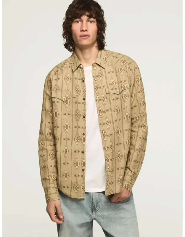 Linen Long Sleeve Western Shirt