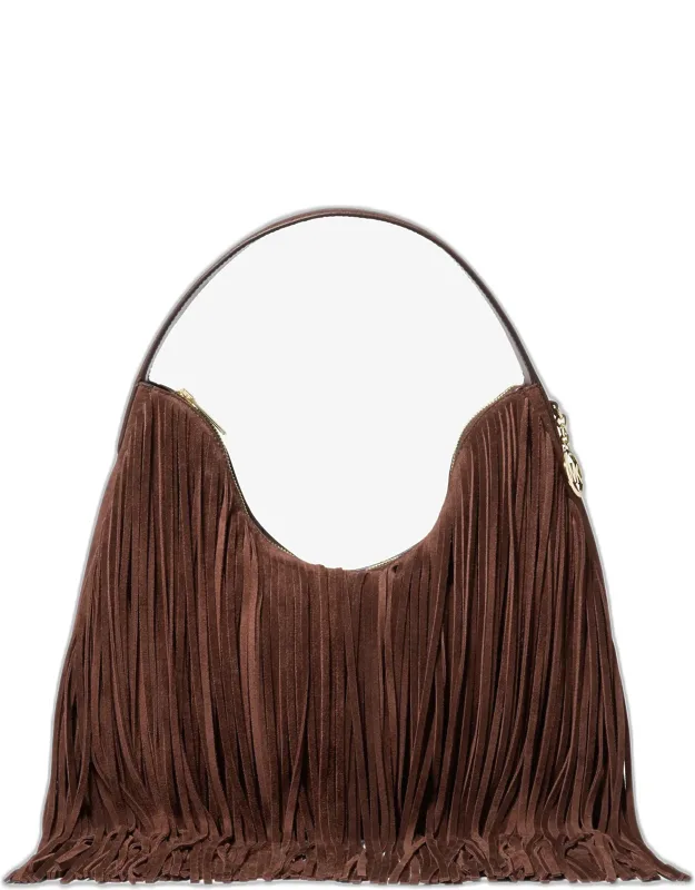 Nayla Medium Fringed Suede Hobo Shoulder Bag