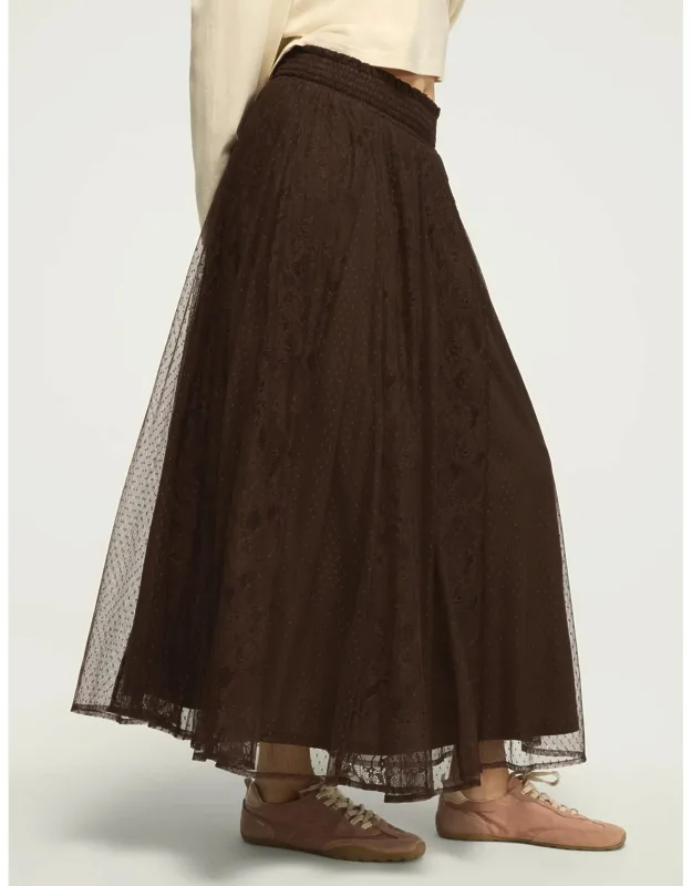 Allover Lace Midi Skirt