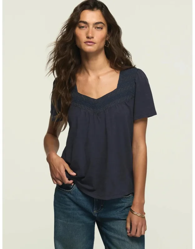 Embroidered Yoke Tee