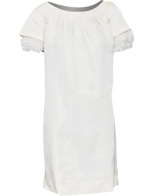 Ruffle Trim Layered Sleeve Shift Dress