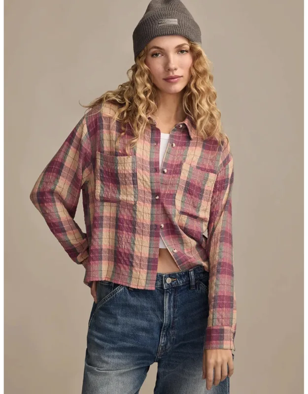 Cropped Plaid Drapey Shirt