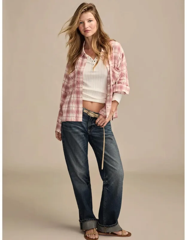 Cropped Plaid Drapey Shirt