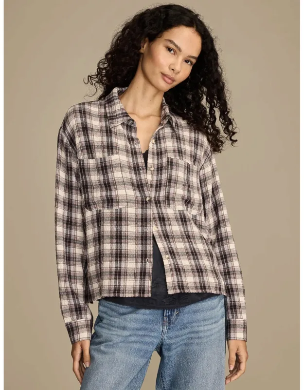 Cropped Plaid Drapey Shirt