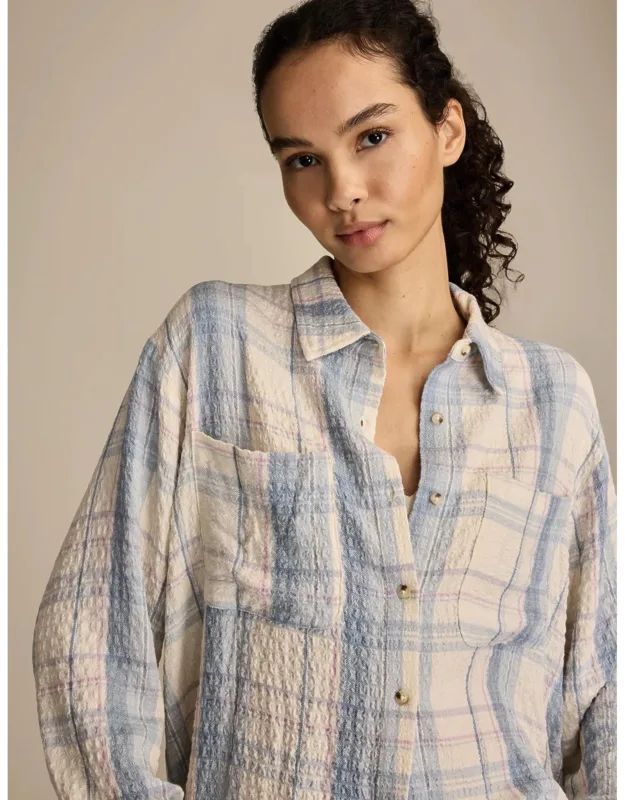 Cropped Plaid Drapey Shirt