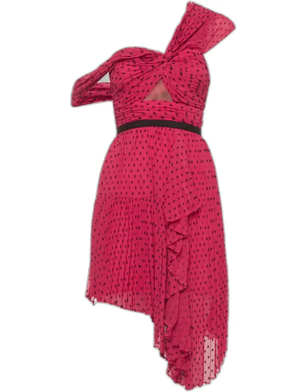 Swiss Dot Chiffon Asymmetric Plumetis Dress