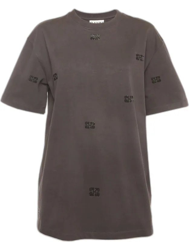 Logo Rhinestone Embellished Cotton Jersey T-shirt