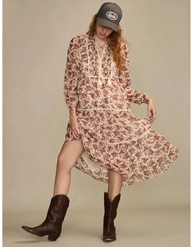 Floral Long Sleeve Midi Dress