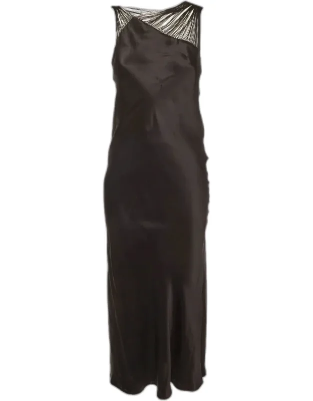 Asymmetric Fringed Strap Midi Dress