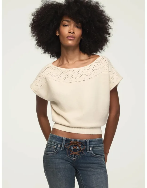 Chenille Boat Neck Sweater Tee