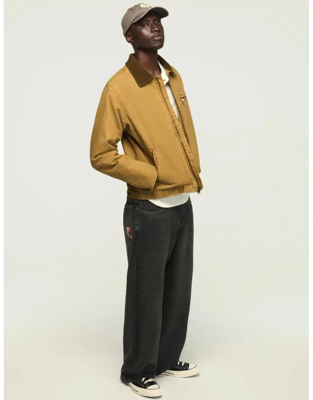 Lucky Brand Canvas Work Jacket With Spread Collar And Multiple Pockets