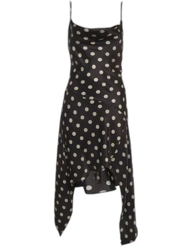 Polka Dot Satin Draped Galira Dress