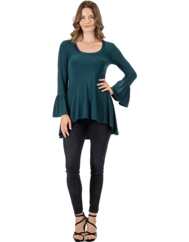 Long Bell Sleeve High Low Tunic Top