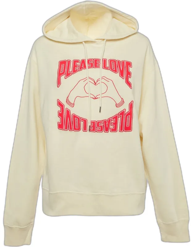 Please Love Applique Cotton Knit Hoodie