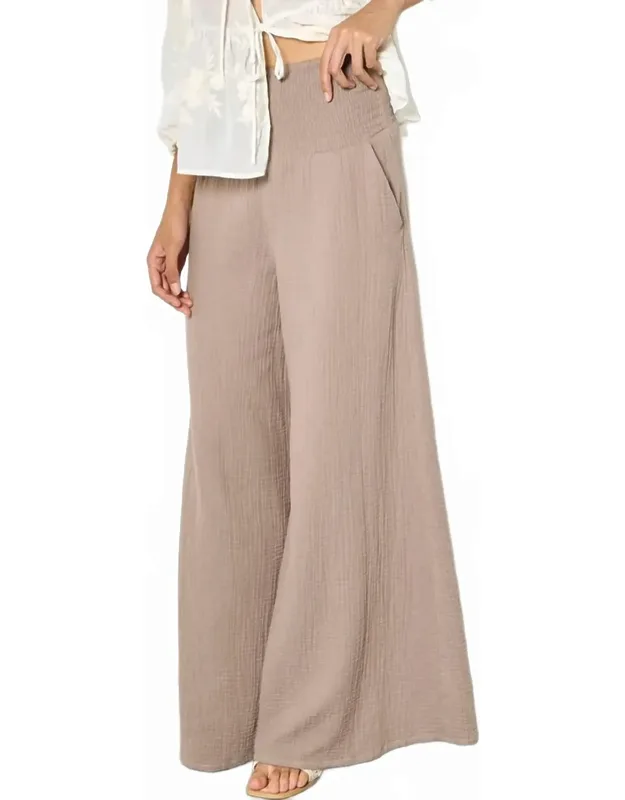 Cotton Weave Wide Leg Trousers