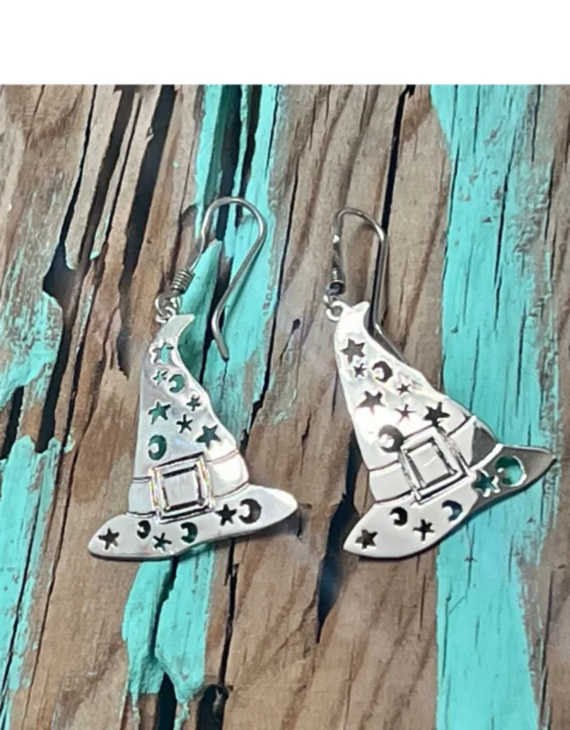 Witch's Hat On Hook Sterling Silver Earring