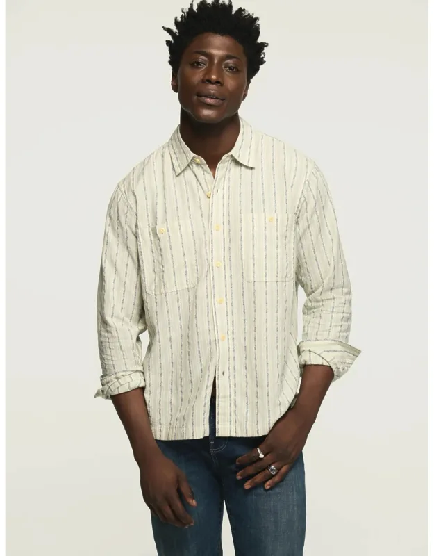 Indigo Novelty Long Sleeve Western Shirt With Spread Collar And Button-front Closure