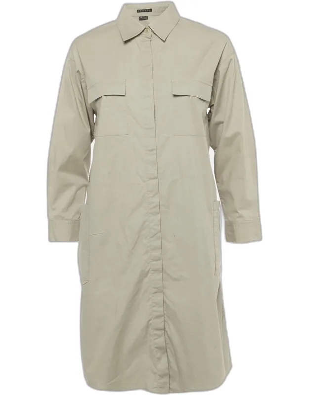 Cotton Belted Long Sleeve Utility Shirt Dress
