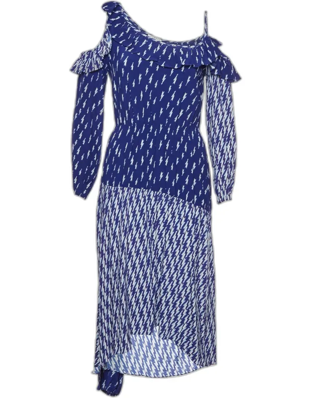 Printed Crepe Cold Shoulder Dress