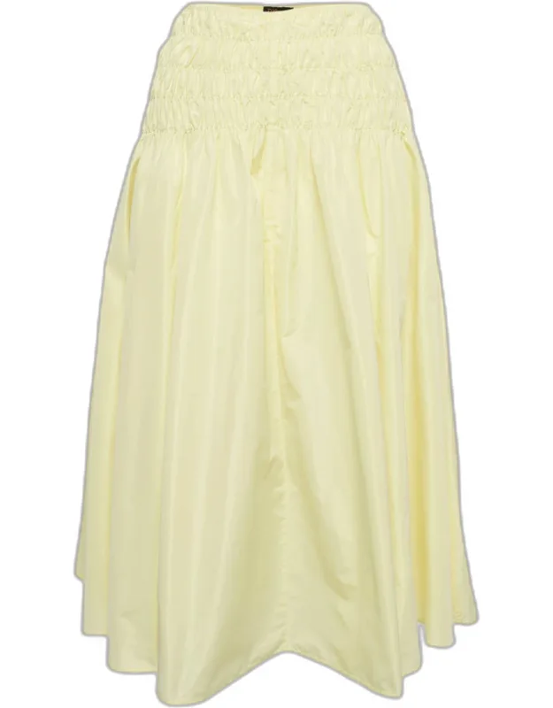 Taffeta Shirred Midi Skirt
