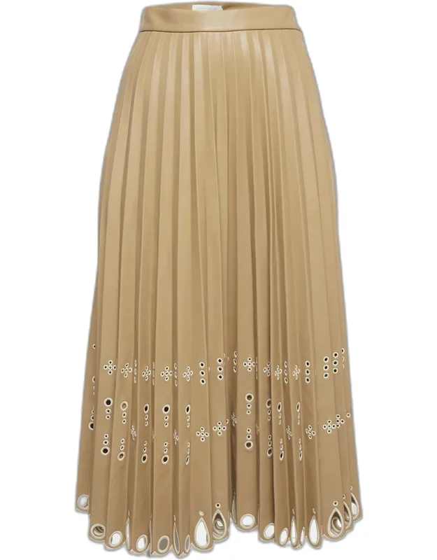 Pleated Laser-cut Midi Skirt
