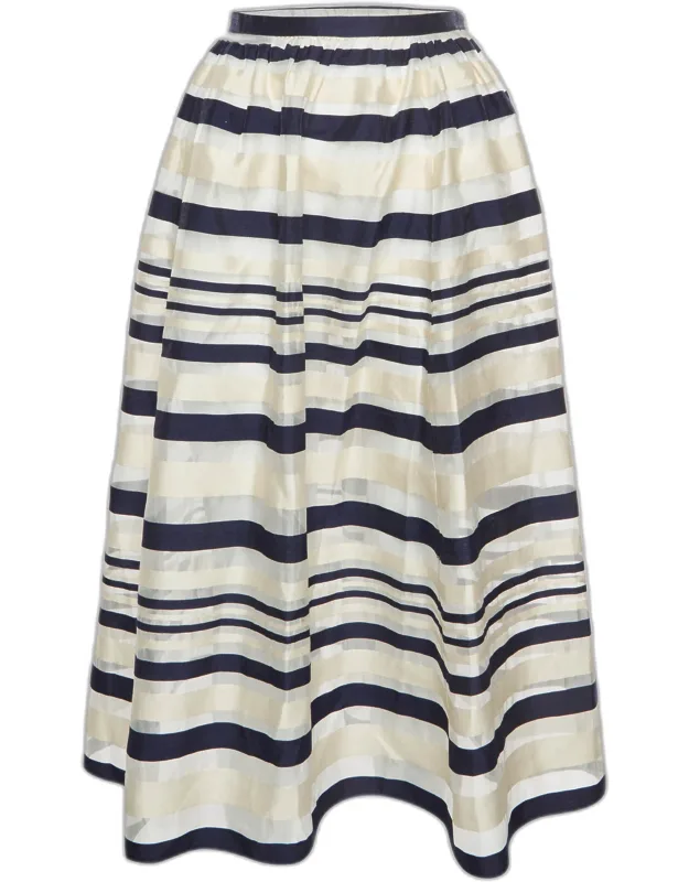 Striped Organza Midi Skirt