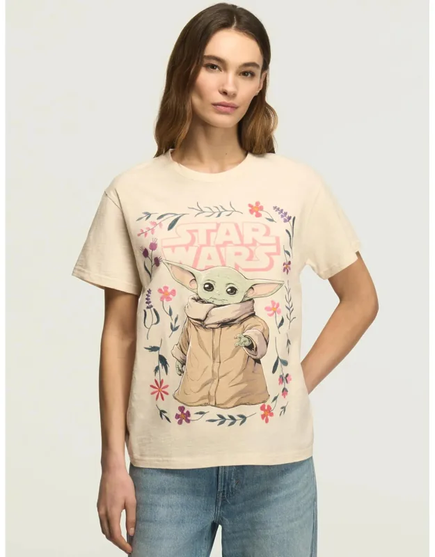 Star Wars Floral Grogu Boyfriend Tee