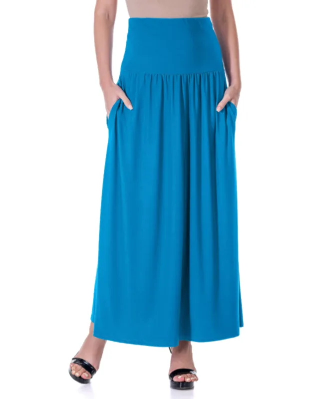 Pocket Foldover Maxi Skirt With Flattering Fit And Functional Pockets