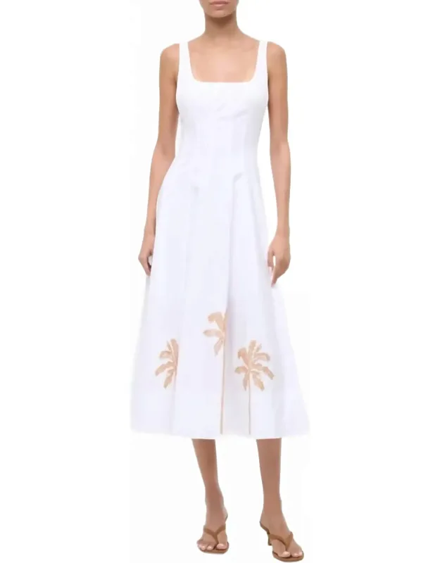 Wells Dress In Palm Embroidery