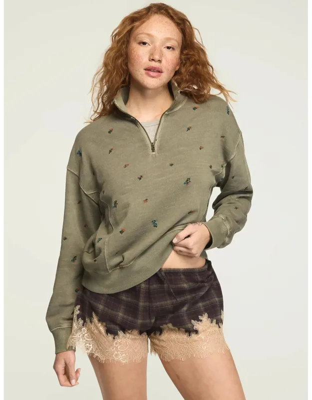 Embroidered Quarter Zip Pullover