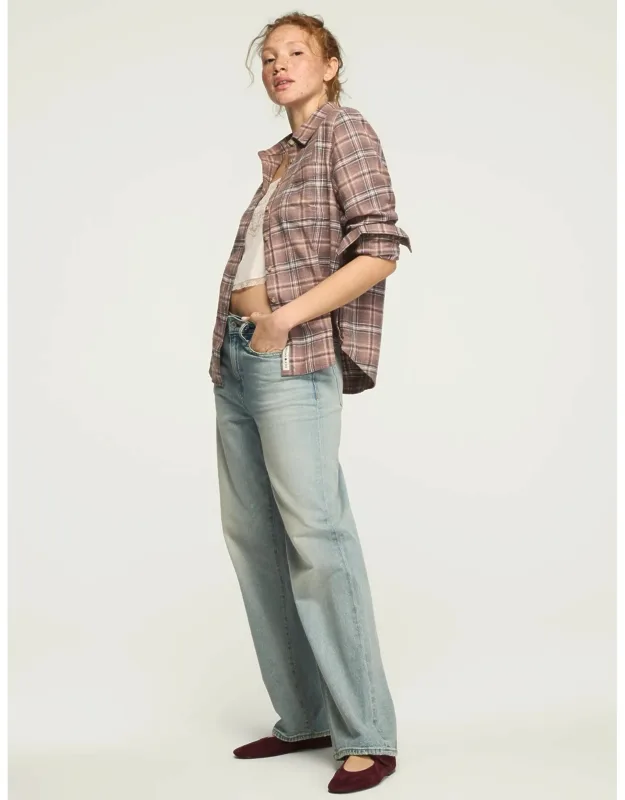Lucky Brand Plaid Button Down Shirt With Spread Collar And Button Front