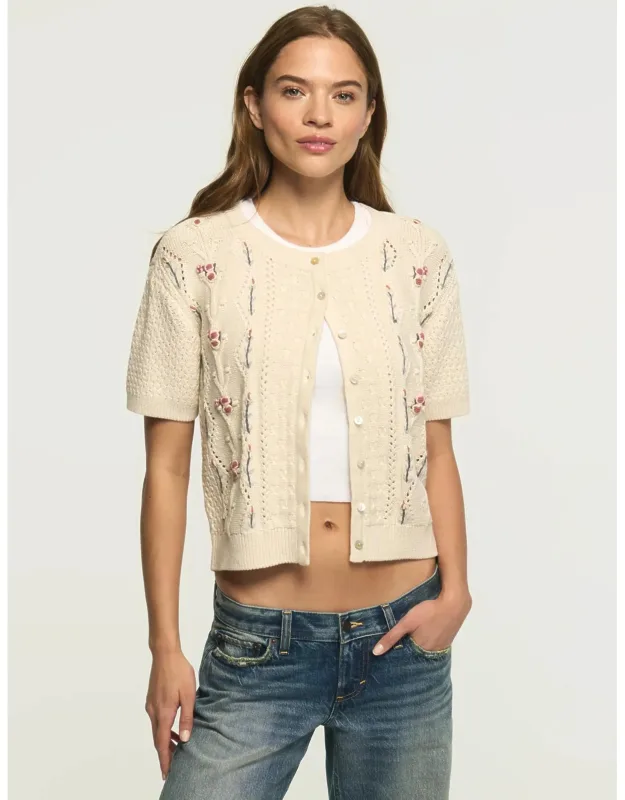 Rosette Button Up Sweater Tee