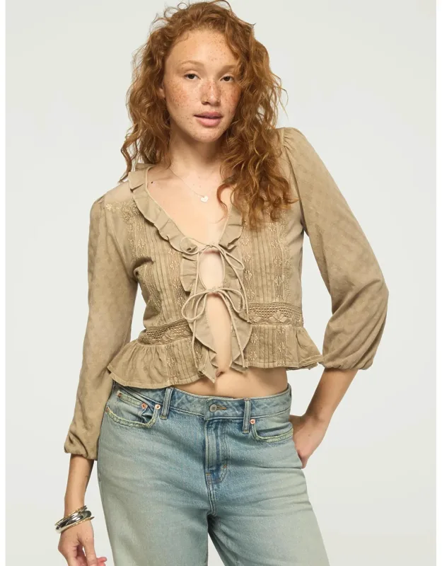 Ruffle Flyaway Knit Top