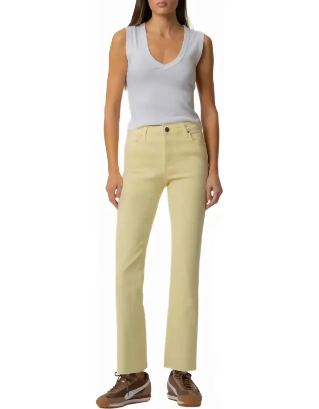 High Rise Ankle Flare Jeans With Raw Hem