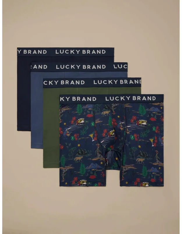 4 Pack Soft Boxer Briefs - Ultra Soft Stretch Fabric, Logo-accented Elastic Waistband
