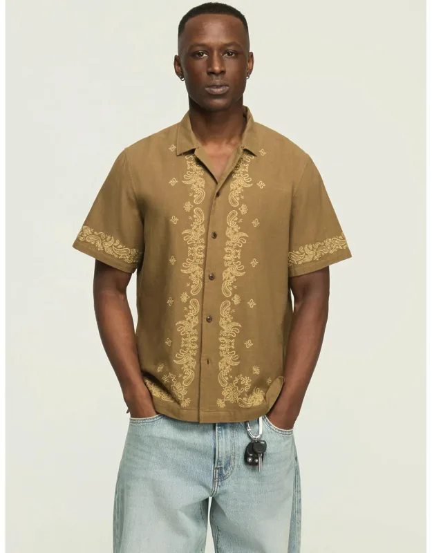 Short Sleeve Bandana Camp Collar Shirt