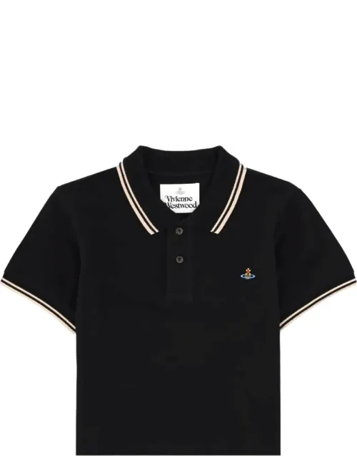 Cropped Striped Cotton Polo Shirt