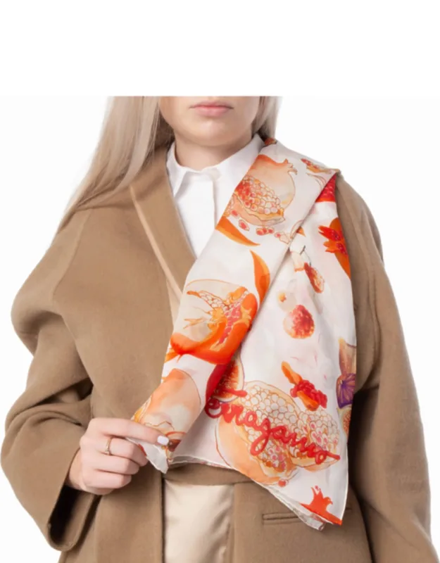 Pomegranate And Fig Print Silk Scarf