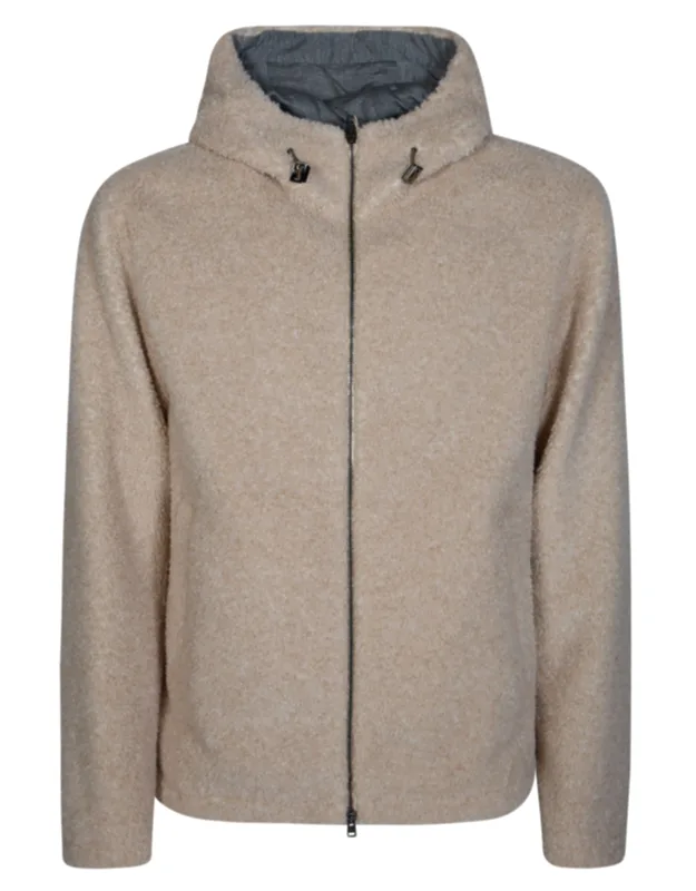 Textured Fabric High-collar Jacket