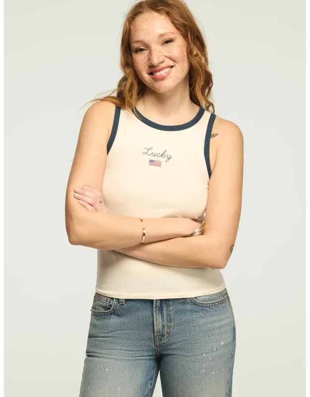 American Flag Ringer Tank