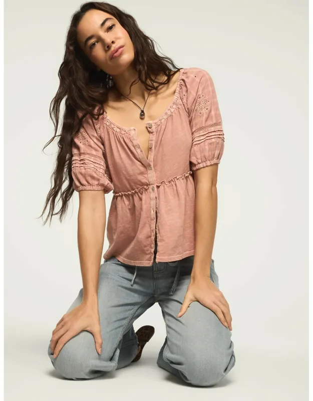 Eyelet Sleeve Swing Top