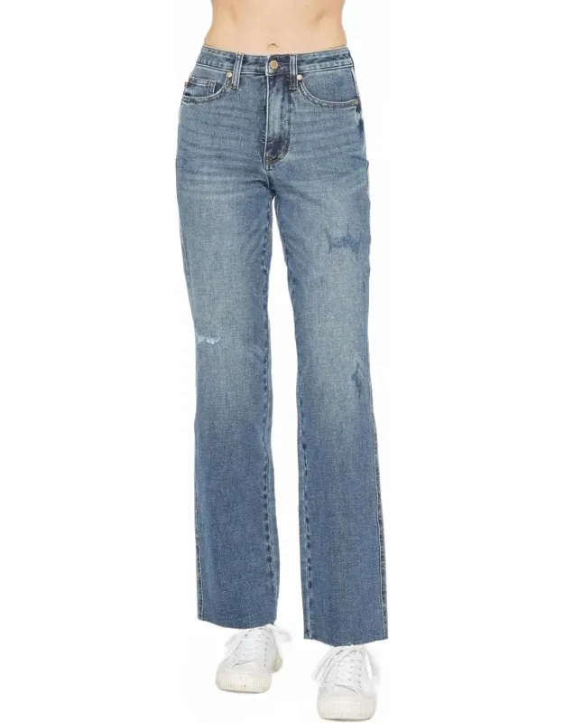 Raw Hem Straight Jeans