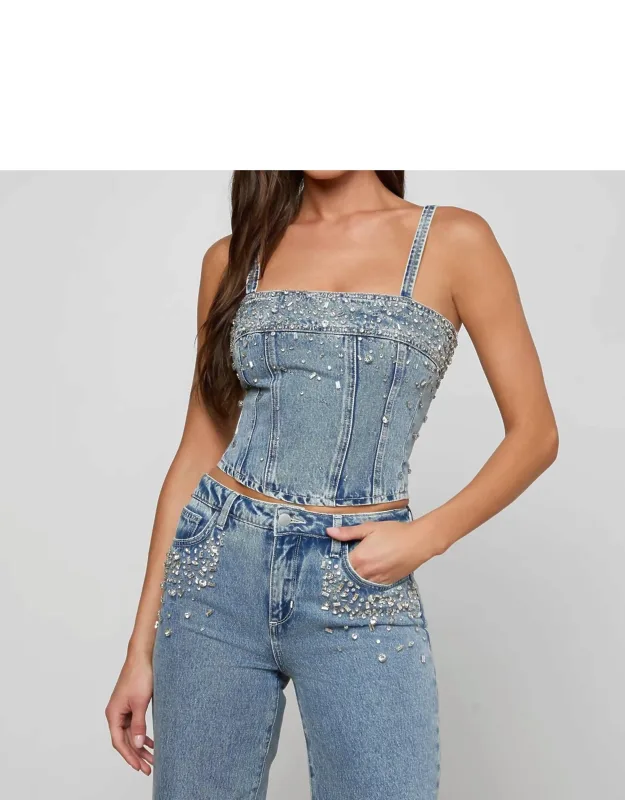 Embellished Denim Tank Top